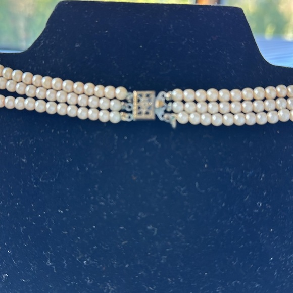 Vintage 3 strand pearl necklace, graduated sizes - Picture 5 of 12